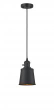 Innovations Lighting 201CSW-BK-M9-BK - Addison - 1 Light - 5 inch - Matte Black - Cord hung - Mini Pendant