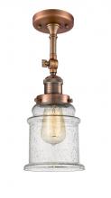 Innovations Lighting 201F-AC-G184 - Canton - 1 Light - 6 inch - Antique Copper - Semi-Flush Mount