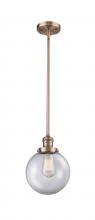 Innovations Lighting 201S-AC-G202-8 - Beacon - 1 Light - 8 inch - Antique Copper - Stem Hung - Mini Pendant