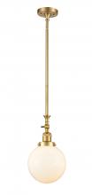 Innovations Lighting 206-SG-G201-8 - Beacon - 1 Light - 8 inch - Satin Gold - Stem Hung - Mini Pendant