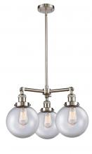 Innovations Lighting 207-SN-G202-8 - Beacon - 3 Light - 22 inch - Brushed Satin Nickel - Stem Hung - Chandelier