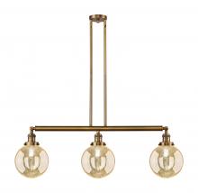 Innovations Lighting 213-BB-G208-8 - Beacon - 3 Light - 41 inch - Brushed Brass - Stem Hung - Adjustable Island Light