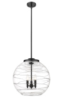 Innovations Lighting 221-3S-BK-G1213-18CL - Athens Deco Swirl - 3 Light - 18 inch - Matte Black - Stem hung - Pendant