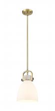 Innovations Lighting 410-1SS-BB-G412-8WH - Newton Bell - 1 Light - 8 inch - Brushed Brass - Mini Pendant