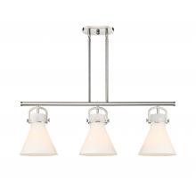 Innovations Lighting 410-3I-PN-G411-10WH - Newton Cone - 3 Light - 42 inch - Polished Nickel - Island Light