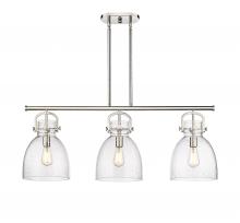 Innovations Lighting 410-3I-PN-G412-10SDY - Newton Bell - 3 Light - 42 inch - Polished Nickel - Island Light