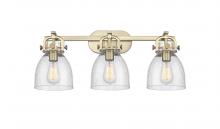 Innovations Lighting 410-3W-BB-G412-7SDY - Newton Bell - 3 Light - 27 inch - Brushed Brass - Bath Vanity Light
