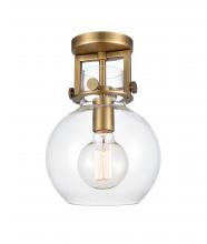 Innovations Lighting 411-1F-BB-G410-8CL - Newton Sphere - 1 Light - 8 inch - Brushed Brass - Semi-Flush Mount