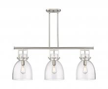 Innovations Lighting 411-3I-SN-G412-10CL - Newton Bell - 3 Light - 42 inch - Satin Nickel - Island Light