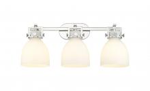 Innovations Lighting 411-3W-PN-G412-7WH - Newton Bell - 3 Light - 27 inch - Polished Nickel - Bath Vanity Light