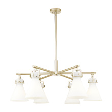 Innovations Lighting 411-6CR-CB-G411-7WH - Newton Cone - 6 Light - 26 inch - Champagne Bronze - Chandelier