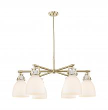 Innovations Lighting 411-6CR-CB-G412-7WH - Newton Bell - 6 Light - 26 inch - Champagne Bronze - Chandelier