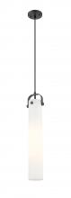 Innovations Lighting 413-1PS-BK-G413-1S-4WH - Pilaster - 1 Light - 4 inch Glass - Matte Black - Pendant