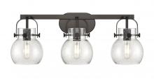 Innovations Lighting 423-3W-BK-G410-6SDY - Pilaster II Sphere - 3 Light - 27 inch - Matte Black - Bath Vanity Light