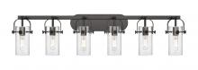 Innovations Lighting 423-6W-BK-G423-7CL - Pilaster II Cylinder - 6 Light - 44 inch - Matte Black - Bath Vanity Light