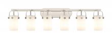 Innovations Lighting 423-6W-SN-G423-7WH - Pilaster II Cylinder - 6 Light - 44 inch - Satin Nickel - Bath Vanity Light