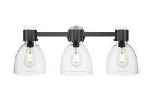 Innovations Lighting 464-3W-BK-G464D-7CL - Lawton Bell - 3 Light - 27 inch - Matte Black - Bath Vanity Light