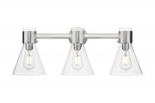 Innovations Lighting 464-3W-SN-G464C-7CL - Lawton Cone - 3 Light - 27 inch - Satin Nickel - Bath Vanity Light