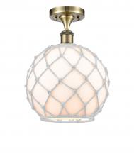 Innovations Lighting 516-1C-AB-G121-10RW - Farmhouse Rope - 1 Light - 10 inch - Antique Brass - Semi-Flush Mount