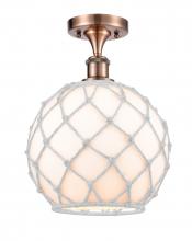 Innovations Lighting 516-1C-AC-G121-10RW - Farmhouse Rope - 1 Light - 10 inch - Antique Copper - Semi-Flush Mount