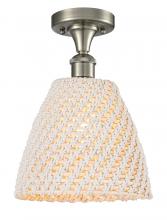 Innovations Lighting 516-1C-SN-NBD-9-NAT - Bristol Natural - 1 Light - 6 inch - Brushed Satin Nickel - Semi-Flush Mount