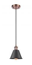 Innovations Lighting 516-1P-AC-M8-BK - Smithfield - 1 Light - 7 inch - Antique Copper - Cord hung - Mini Pendant