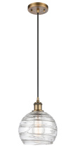 Innovations Lighting 516-1P-BB-G1213-8CL - Athens Deco Swirl - 1 Light - 8 inch - Brushed Brass - Cord hung - Mini Pendant