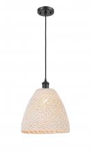 Innovations Lighting 516-1P-BK-NBD-12-NAT - Bristol Natural - 1 Light - 6 inch - Matte Black - Cord hung - Mini Pendant