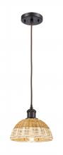 Innovations Lighting 516-1P-OB-NBD2-75-NAT - Bristol Natural II - 1 Light - 8 inch - Oil Rubbed Bronze - Cord hung - Mini Pendant
