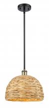 Innovations Lighting 516-1S-BAB-RBD-12-NAT - Woven Rattan - 1 Light - 12 inch - Black Antique Brass - Mini Pendant