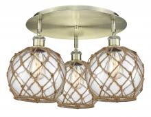 Innovations Lighting 516-3C-AB-G122-8RB - Farmhouse Rope - 3 Light - 20 inch - Antique Brass - Semi-Flush Mount