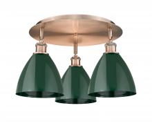 Innovations Lighting 516-3C-AC-MBD-75-GR - Plymouth - 3 Light - 19 inch - Antique Copper - Flush Mount