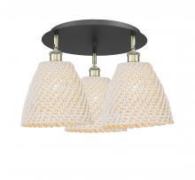 Innovations Lighting 516-3C-BAB-NBD-9-NAT - Bristol Natural - 3 Light - 21 inch - Black Antique Brass - Flush Mount