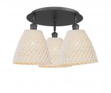 Innovations Lighting 516-3C-BK-NBD-9-NAT - Bristol Natural - 3 Light - 21 inch - Matte Black - Flush Mount