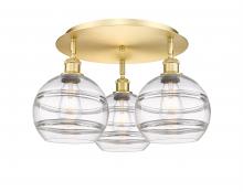 Innovations Lighting 516-3C-SG-G556-8CL - Rochester - 3 Light - 20 inch - Satin Gold - Semi-Flush Mount