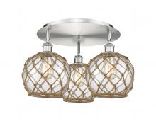 Innovations Lighting 516-3C-SN-G122-8RB - Farmhouse Rope - 3 Light - 20 inch - Satin Nickel - Semi-Flush Mount