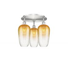 Innovations Lighting 516-3C-SN-G484-7AM - Brookhaven Flute - 3 Light - 19 inch - Satin Nickel - Semi-Flush Mount