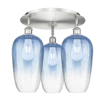 Innovations Lighting 516-3C-SN-G484-7SB - Brookhaven Flute - 3 Light - 19 inch - Satin Nickel - Semi-Flush Mount