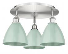 Innovations Lighting 516-3C-SN-MBD-75-SF - Plymouth - 3 Light - 19 inch - Satin Nickel - Flush Mount