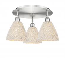 Innovations Lighting 516-3C-SN-NBD-75-NAT - Bristol Natural - 3 Light - 6 inch - Brushed Satin Nickel - Semi-Flush Mount