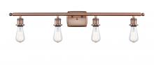Innovations Lighting 516-4W-AC - Bare Bulb - 4 Light - 36 inch - Antique Copper - Bath Vanity Light