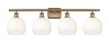 Innovations Lighting 516-4W-BB-G483-8OP - Brookhaven Globe - 4 Light - 38 inch - Brushed Brass - Bath Vanity Light