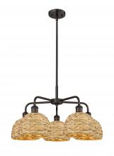 Innovations Lighting 516-5CR-OB-RBD-8-NAT - Woven Rattan - 5 Light - 27 inch - Oil Rubbed Bronze - Stem hung - Chandelier