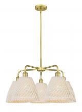 Innovations Lighting 516-5CR-SG-NBD-9-NAT - Bristol Natural - 5 Light - 28 inch - Satin Gold - Stem hung - Chandelier
