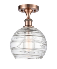 Innovations Lighting 616-1F-AC-G1213-8CL - Athens Deco Swirl - 1 Light - 8 inch - Antique Copper - Semi-Flush Mount