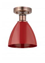 Innovations Lighting 616-1F-AC-MBD-75-RD - Plymouth - 1 Light - 8 inch - Antique Copper - Semi-Flush Mount