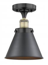 Innovations Lighting 616-1F-BAB-M13-BK - Edison - 1 Light - 8 inch - Black Antique Brass - Semi-Flush Mount