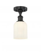 Innovations Lighting 616-1F-BK-G559-5GWH - Bridal Veil - 1 Light - 5 inch - Matte Black - Semi-Flush Mount