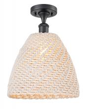 Innovations Lighting 616-1F-BK-NBD-12-NAT - Bristol Natural - 1 Light - 6 inch - Matte Black - Semi-Flush Mount