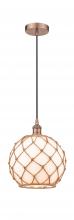 Innovations Lighting 616-1P-AC-G121-10RB - Farmhouse Rope - 1 Light - 10 inch - Antique Copper - Cord hung - Mini Pendant